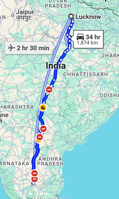 Lucknow to Bangalore Pet travel routes