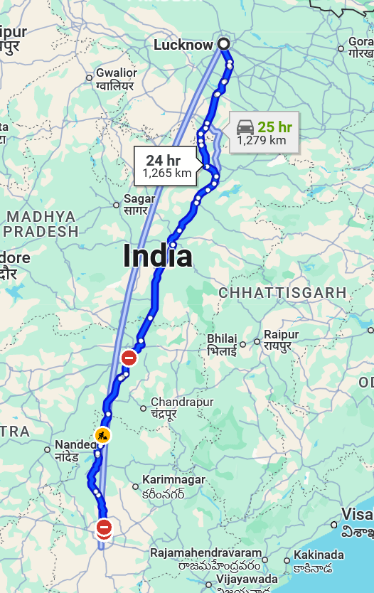 Lucknow to Hyderabad Pet travel routes