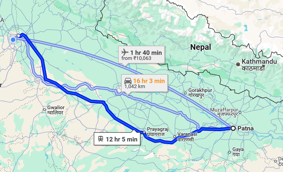 Patna to Delhi Pet travel routes